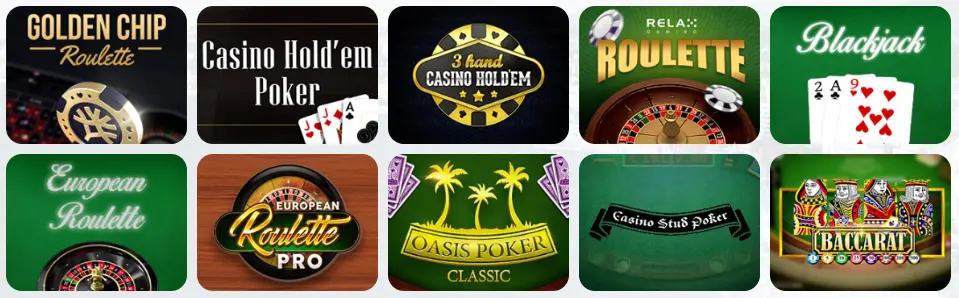 Jeux de table au Betstars Casino